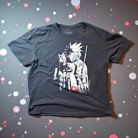 Naruto Shippuden Other - Naruto Shippuden Graphic T-Shirt 2X Black Anime Kakashi Dog Print Short Sleeve C
